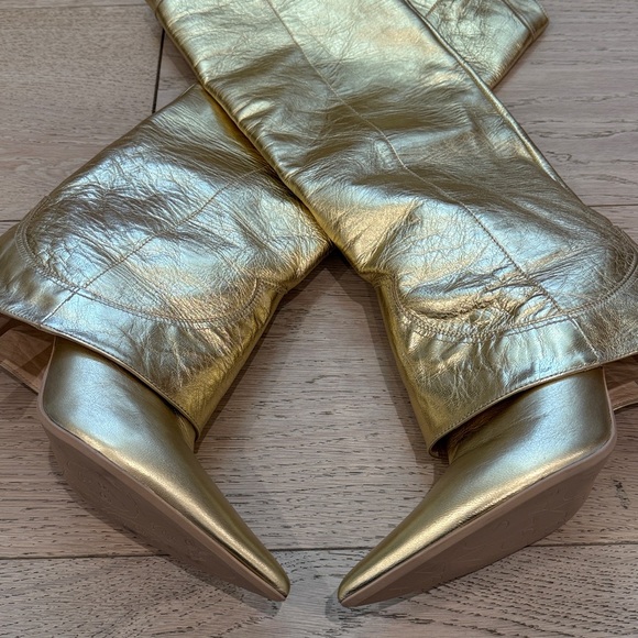 AGL Letizia Western Boot in Platino Gold Size 39 | New Without Box - Picture 13 of 13